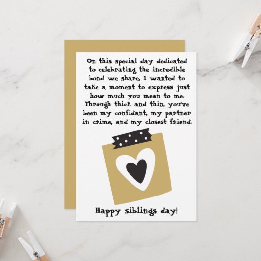Siblings Day / Verjaardag Broers Zusters Groet  Kaart (Voorkant / Achterkant in situ)