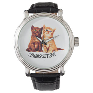 Siblings kittens, twee schattige katten horloge