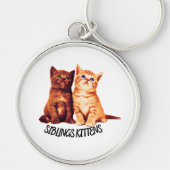 Siblings kittens, twee schattige katten sleutelhanger (Voorkant)