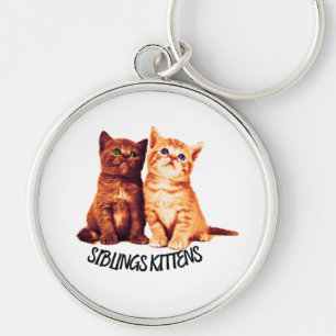 Siblings kittens, twee schattige katten sleutelhanger