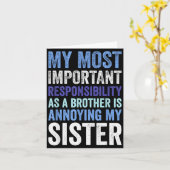 Siblings Rivalry Annoying My Sister Funny Brother Kaart (Gele Bloem)