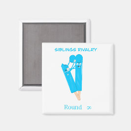 Siblings Rivalry – Funny Popsicle Illustration Magneet