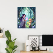 Siblings with Magic Vibrant Cartoon Wall Art  Poster (Thuiskantoor)