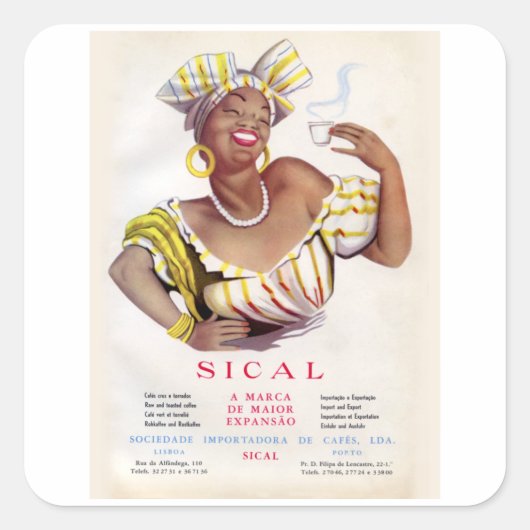 Sical Coffee -  koffie-advertentie Vierkante Sticker (Voorkant)