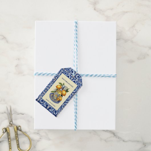 Sicilaanse tegel Italiaans restaurant Limoncello Cadeaulabel (Met Touw)