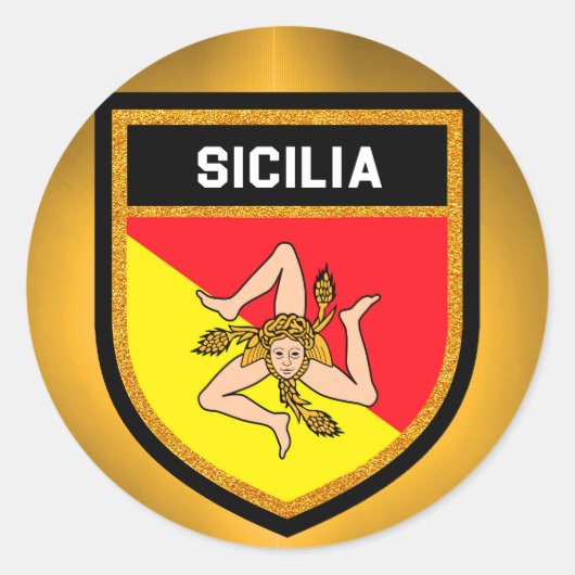 Sicilia Flag Ronde Sticker (Voorkant)