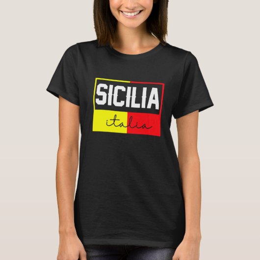 Sicilia Flag Sicilië Palermo Italië 39 T-shirt (Voorkant)