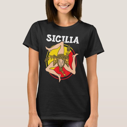 Sicilia Flag Sicily Palermo Italy 1 T-shirt (Voorkant)