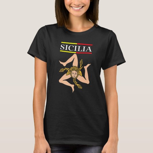 Sicilia Flag Sicily Palermo Italy  1 T-shirt (Voorkant)