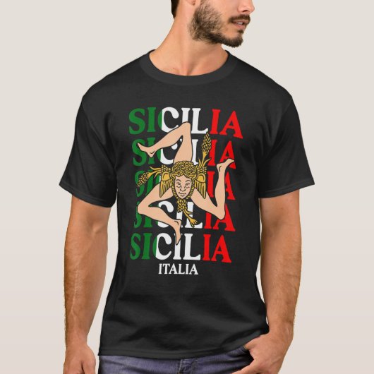 Sicilia Flag Sicily Palermo Italy 22 T-shirt (Voorkant)