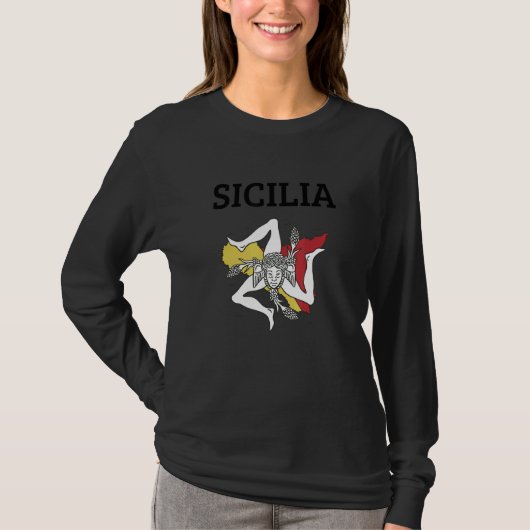 Sicilia Flag Sicily Palermo Italy 9 T-shirt (Voorkant)