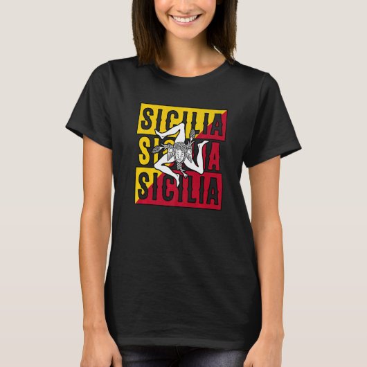Sicilia Flag Sicily Palermo Italy T-shirt (Voorkant)