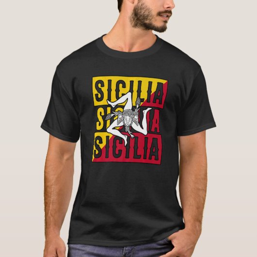 Sicilia Flag Sicily Palermo Italy T-shirt (Voorkant)