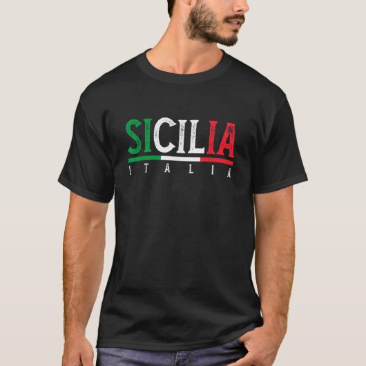 Sicilia Italia Vlag van Sicilië Trots Siciliaans I T-shirt (Voorkant)