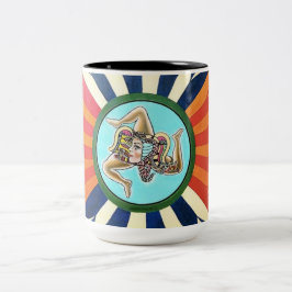 Sicilia la Trinacria symbool Sicilië Tweekleurige Koffiemok