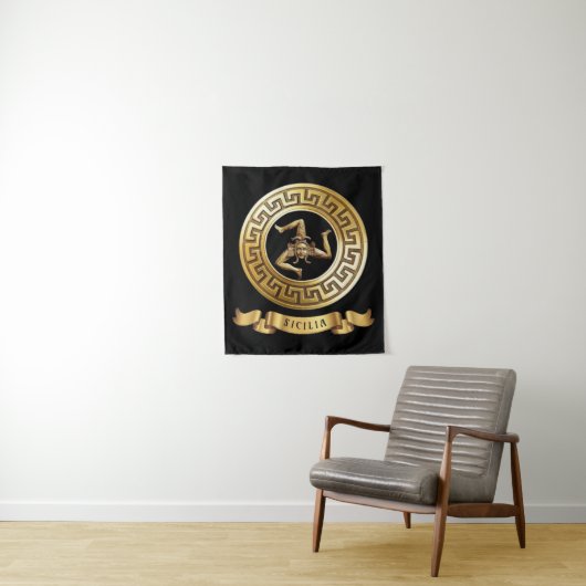 Sicilia (met symbool Trinacria) Wall Tapestry Wandkleed (In situ)