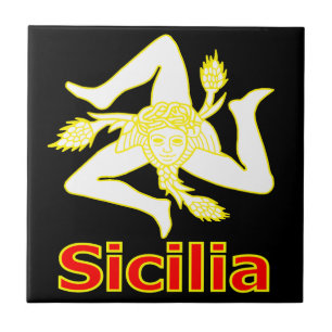 Sicilia met Trinacria Symbool T-Shirt Tegeltje