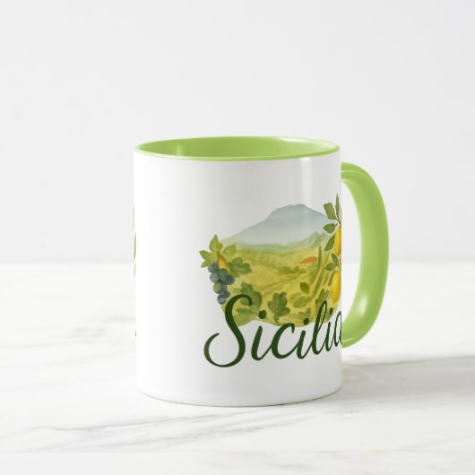 Sicilia Mt.Etna Design Mug Mok (Voorkant rechts)