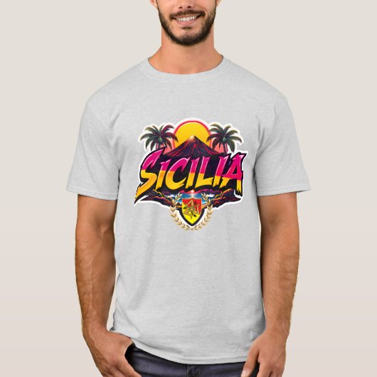Sicilia Mt.Etna Design T-shirt (Voorkant)