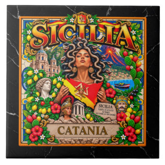 SICILIA Siciliaans ontwerp aangepaste naam CATANIA Tegeltje