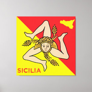 Sicilia Siciliaanse Vlag van Sicilië Trinacria Kus Canvas Afdruk