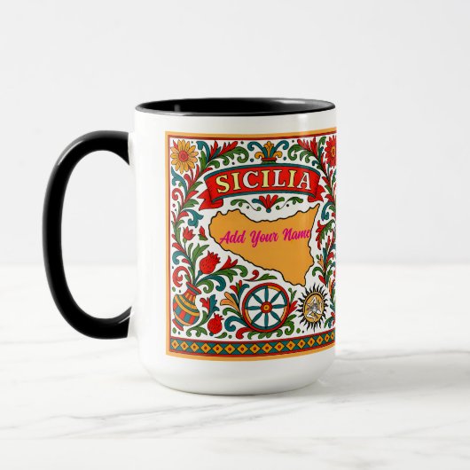 Sicilia Sicilian Design (customize with name) Mok (Links)