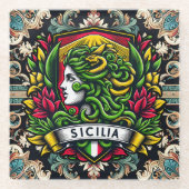 Sicilia Sicilian Design Glazen Onderzetter (Voorkant)