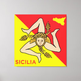 Sicilia Sicilian Flag of Sicily Trinacria Pillow Canvas Afdruk