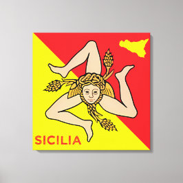 Sicilia Sicilian Flag of Sicily Trinacria Pillow Canvas Afdruk