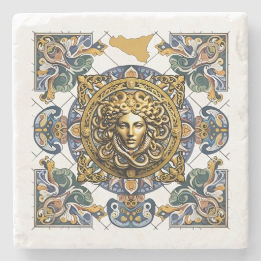 Sicilia Sicilian Pattern Stenen Onderzetter (Voorkant)