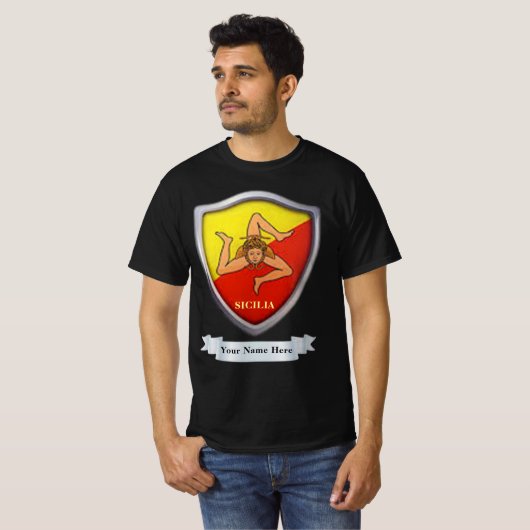 Sicilia/Sicilië Emblem  T-Shirt (Voorkant volledig)