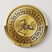 Sicilia (Sicilië) Golden Pin-Button Ronde Button 4,0 Cm (Voorkant)