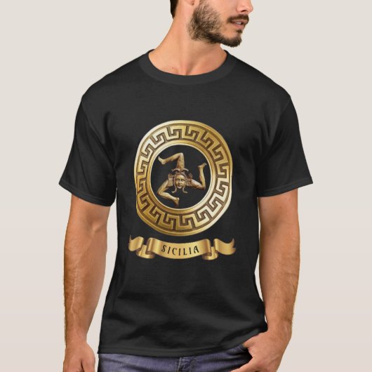 Sicilia (symbool Trinacria) Golden T-Shirt (Voorkant)