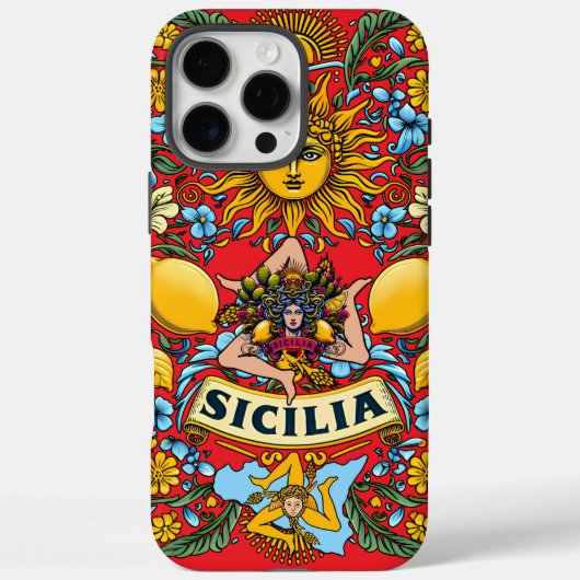 Sicilia Trinacria iPhone 16 Pro Max hoesje (Achterkant)