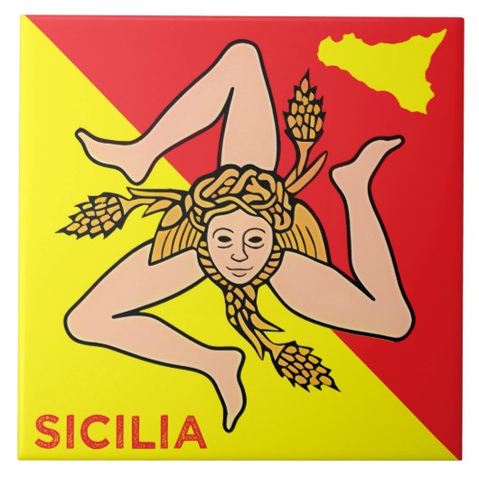 Sicilia Trinacria Siciliaanse Vlag ontwerp Tegeltje (Voorkant)