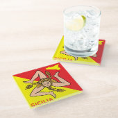 Sicilia Trinacria Sicilian Flag design Glazen Onderzetter (Schuin)