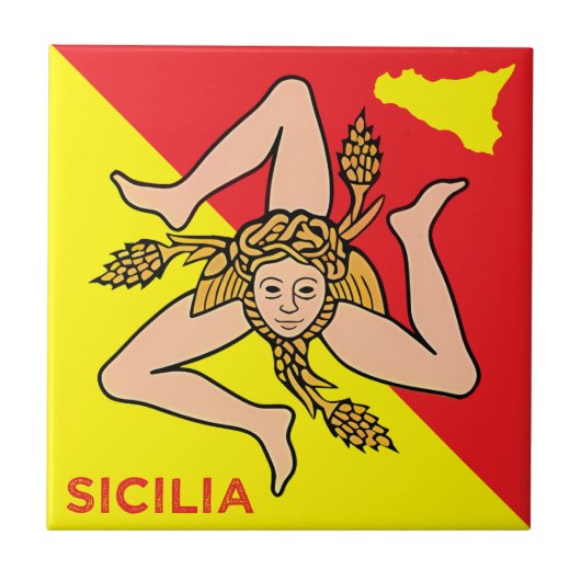 Sicilia Trinacria Sicilian Flag design  Tegeltje (Voorkant)