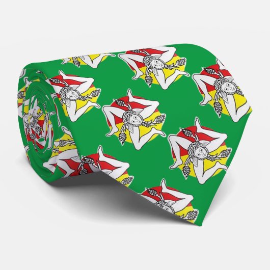 Sicilia (Trinacria-symbool) Premium-Stropdas Stropdas (Opgerold)