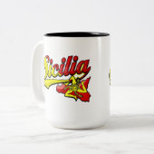 Sicilia Trinacria Tweekleurige Koffiemok (Voorkant links)
