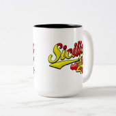 Sicilia Trinacria Tweekleurige Koffiemok (Voorkant rechts)