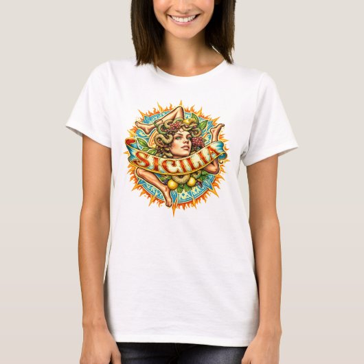 Sicilia Trinacria Zon T-shirt (Voorkant)