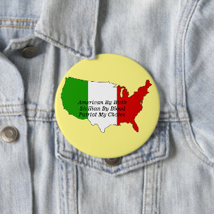 Siciliaans-Amerikaanse Italiaanse Patriot VS Kaart Ronde Button 4,0 Cm