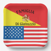 Siciliaans-Amerikaanse vlag van de Siciliaanse Ame Papieren Bordje (Voorkant)