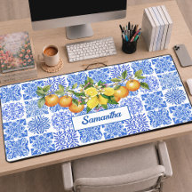 Siciliaans blauw geel citrus Mediterraan azulejo 