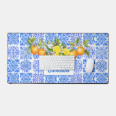 Siciliaans blauw geel citrus Mediterraan azulejo Bureaumat (Keyboard & Muis)
