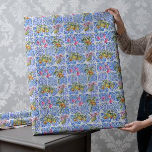 Siciliaans blauw geel citrus Mediterraan azulejo Cadeaupapier