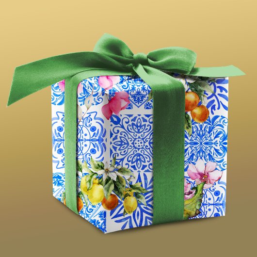Siciliaans blauw geel citrus Mediterraan azulejo Cadeaupapier