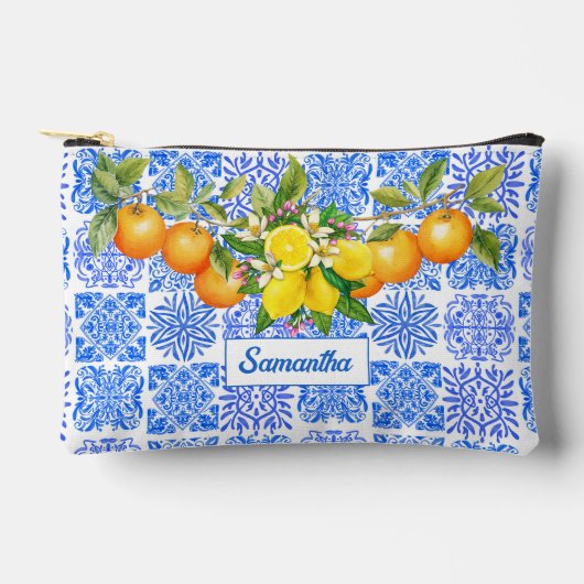 Siciliaans blauw geel citrus Mediterraan azulejo Etui (Voorkant)