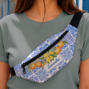 Siciliaans blauw geel citrus Mediterraan azulejo Heuptasje