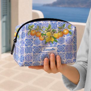 Siciliaans blauw geel citrus Mediterraan azulejo Toilettasje